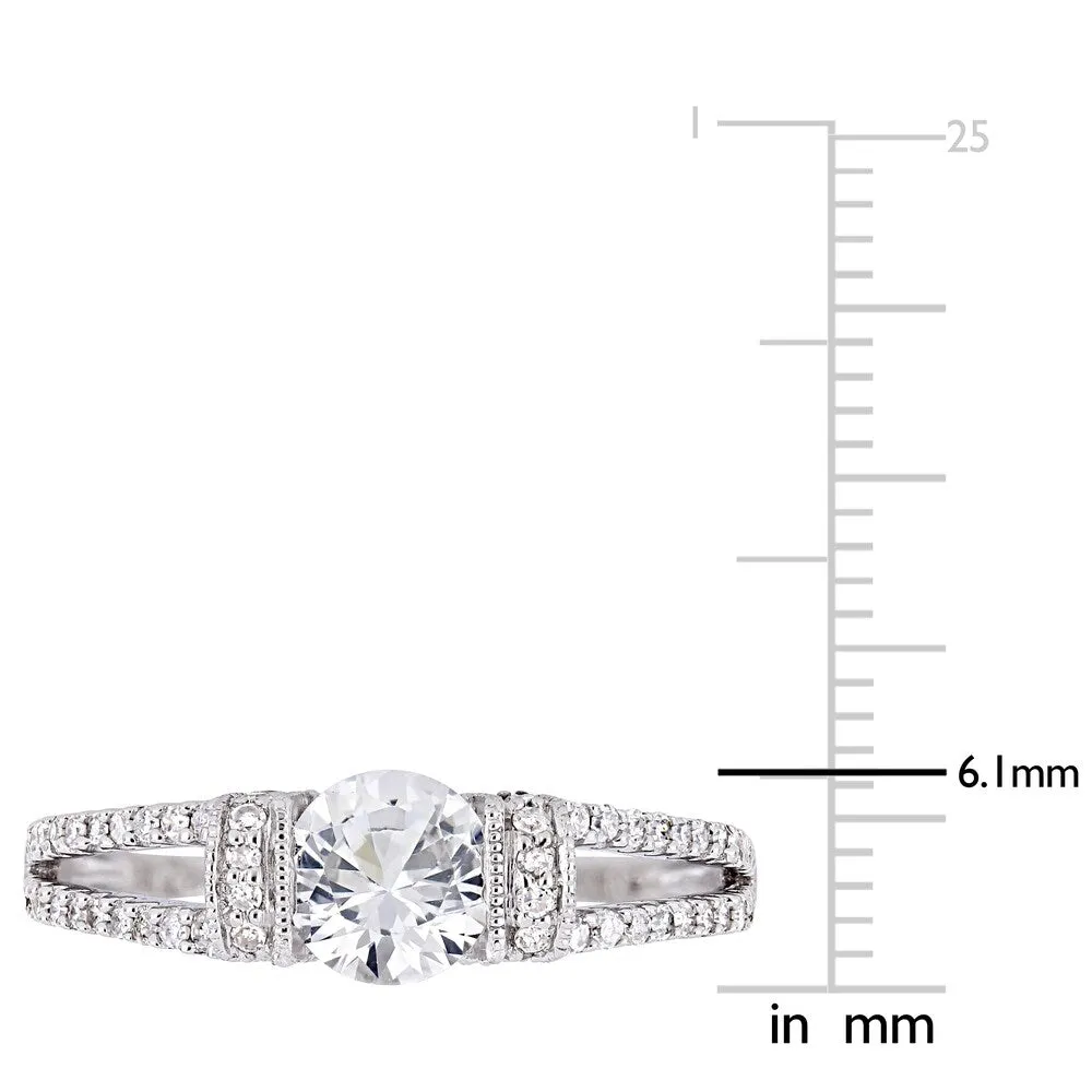 Miadora 10k White Gold Created White Sapphire 1/3ct TDW Diamond Split Shank Engagement Ring sold by Zulily product image thumbnail 4