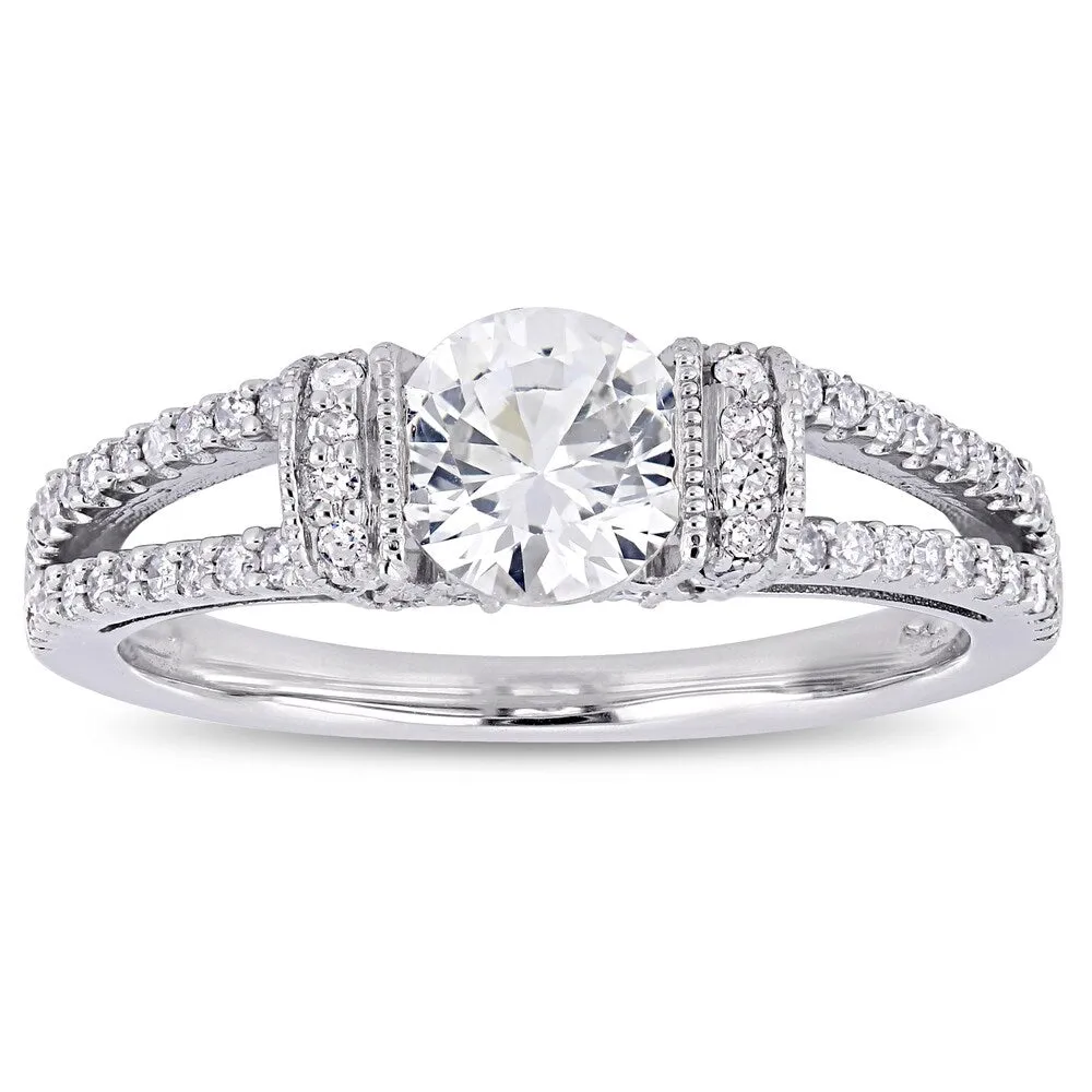 Miadora 10k White Gold Created White Sapphire 1/3ct TDW Diamond Split Shank Engagement Ring sold by Zulily product image thumbnail 2