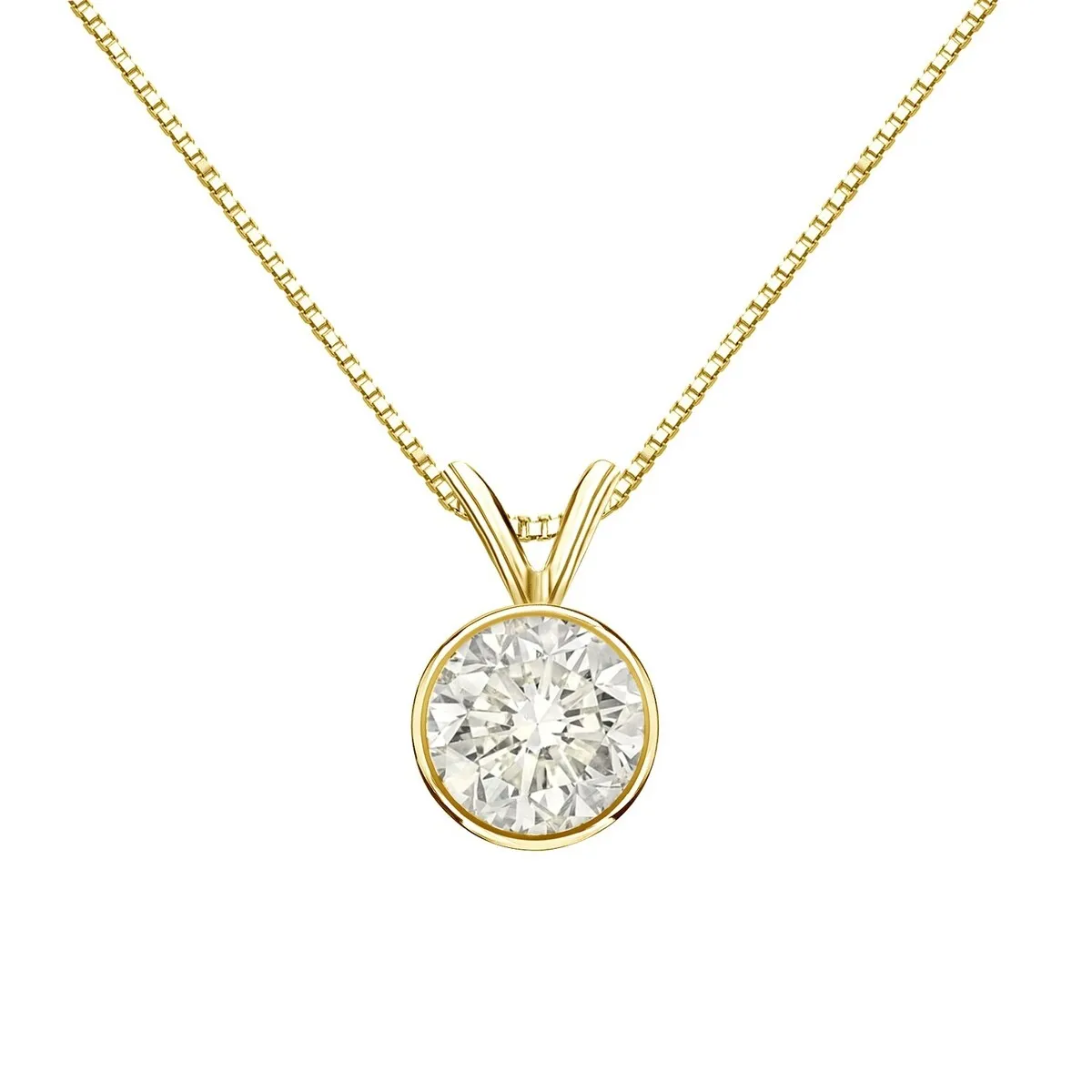 Auriya 3/4ctw Round Solitaire Diamond Necklace 14k Gold Bezel-set sold by Zulily product image thumbnail 2