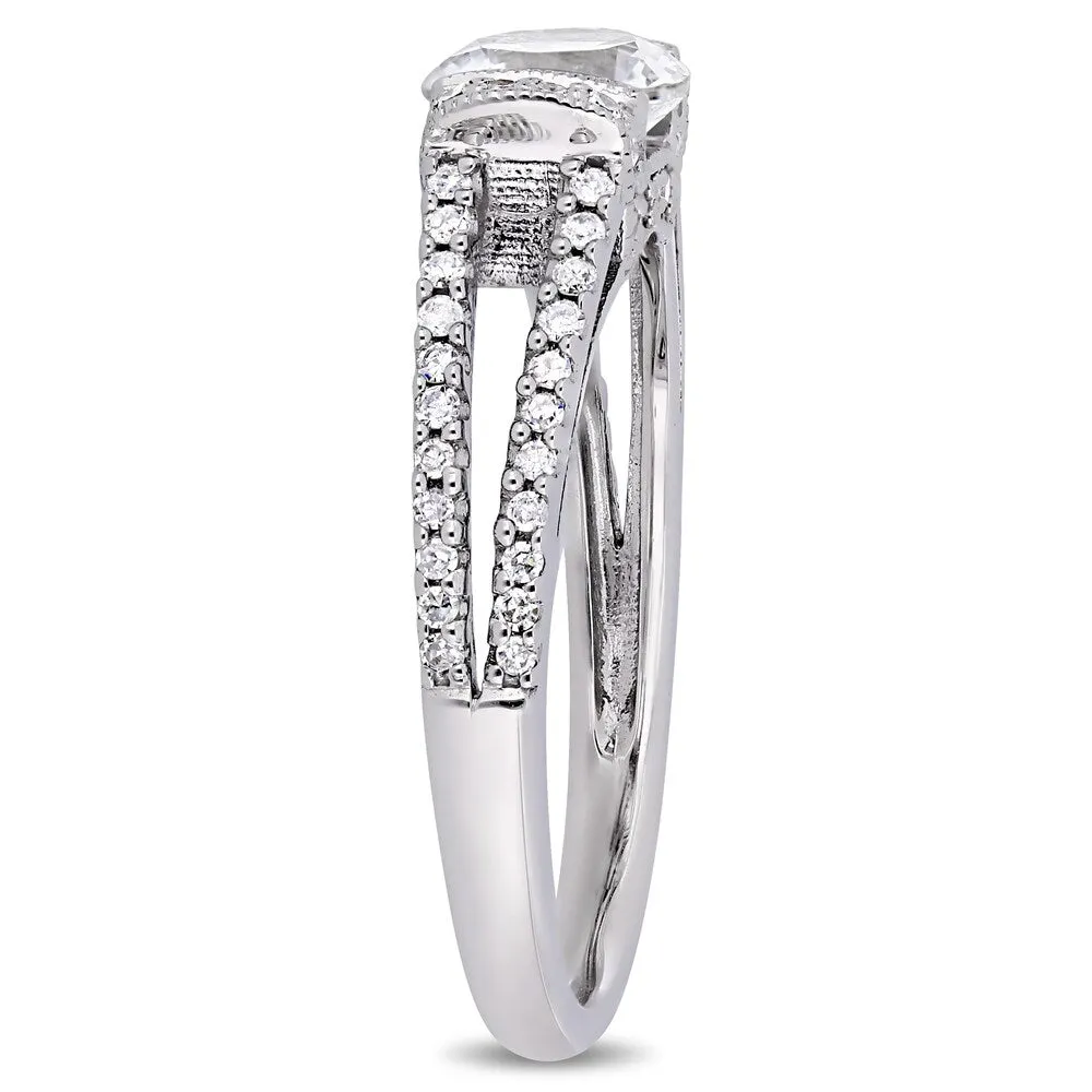 Miadora 10k White Gold Created White Sapphire 1/3ct TDW Diamond Split Shank Engagement Ring sold by Zulily product image thumbnail 3