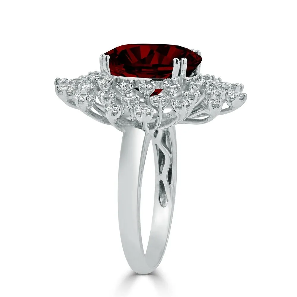 Auriya 4 7/8ct Oval-cut Red Garnet and Halo Diamond Ring 1ctw 18K Gold sold by Zulily product image thumbnail 3