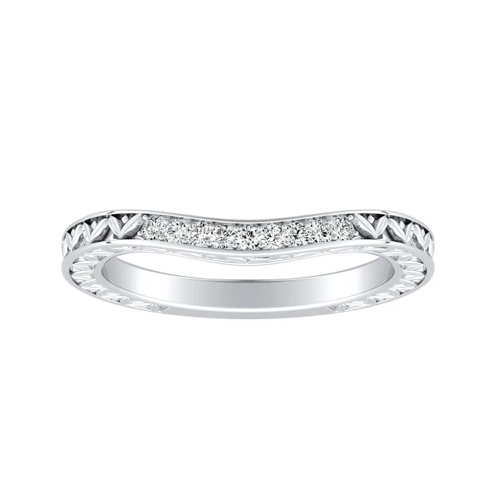 Auriya 0.09ctw Vintage Curved Diamond Wedding Band Platinum sold by Zulily