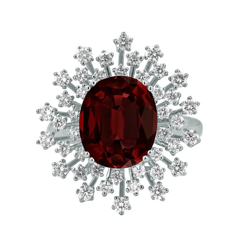 Auriya 4 7/8ct Oval-cut Red Garnet and Halo Diamond Ring 1ctw 18K Gold sold by Zulily product image thumbnail 2