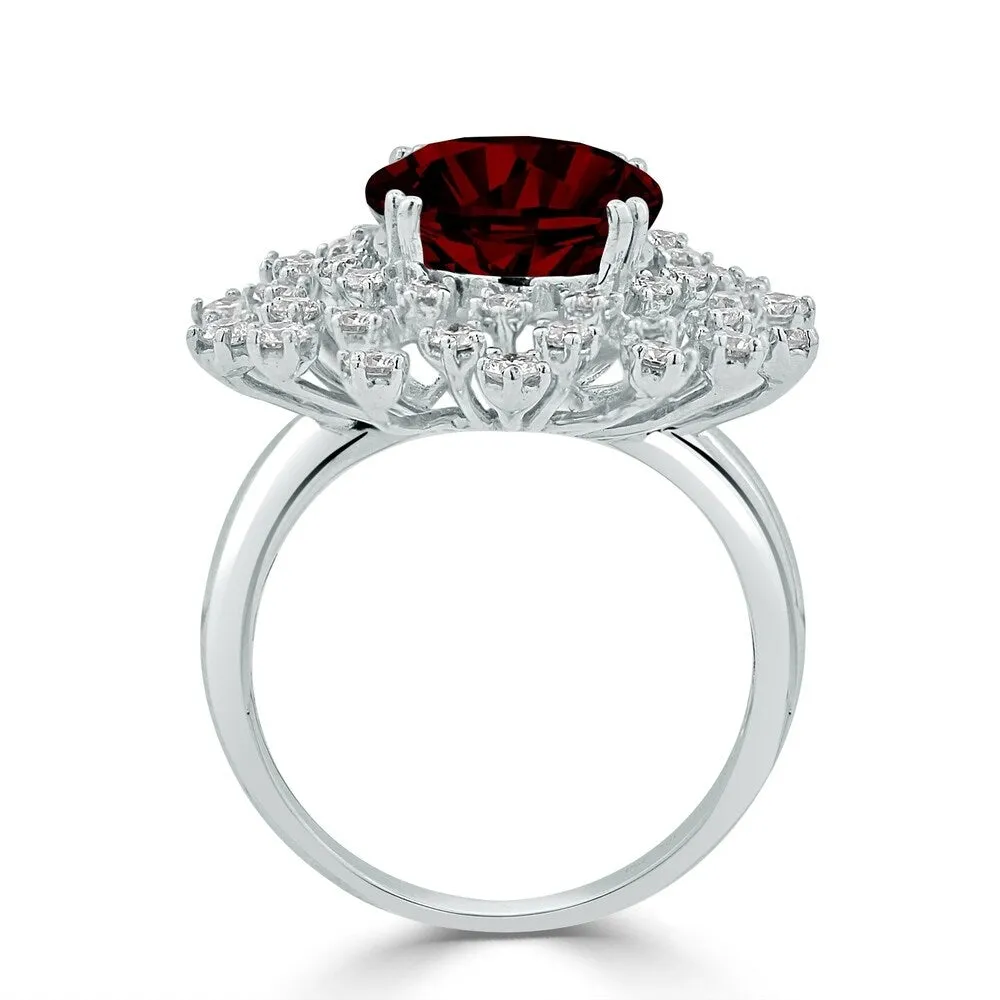 Auriya 4 7/8ct Oval-cut Red Garnet and Halo Diamond Ring 1ctw 18K Gold sold by Zulily product image thumbnail 4