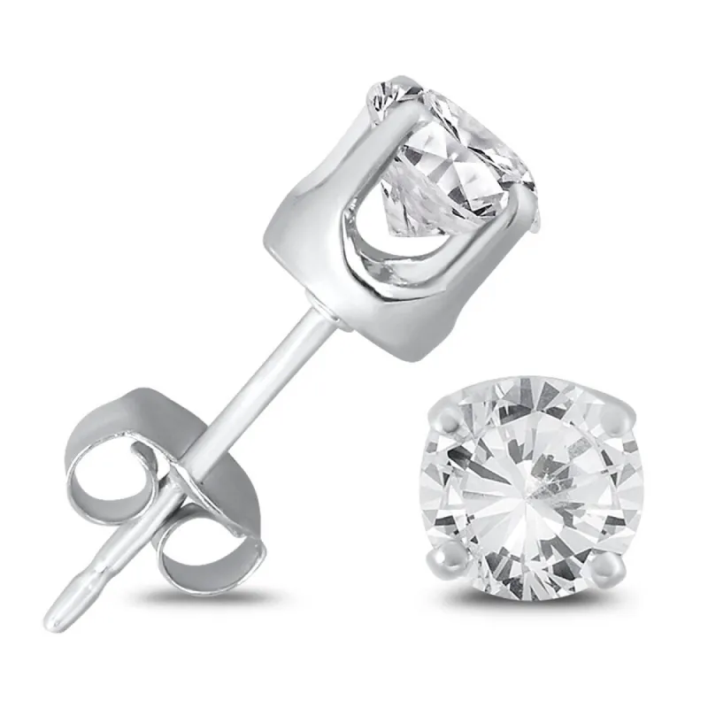3/4 Carat TW Round Solitaire Diamond Stud Earrings in .925 Sterling Silver sold by Zulily