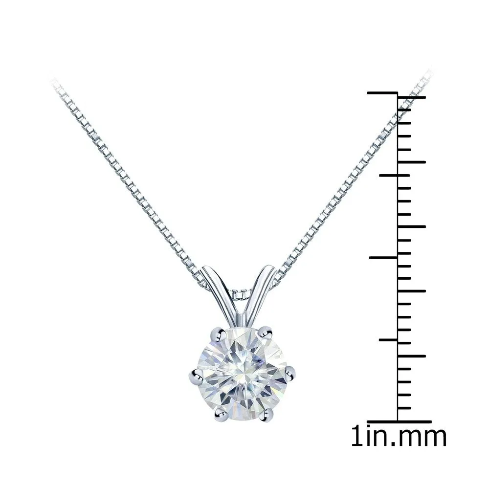 Auriya Round Solitaire Moissanite Necklace 1 1/4ctw 6-prong Basket Platinum - 7 mm - 7 mm sold by Zulily product image thumbnail 3