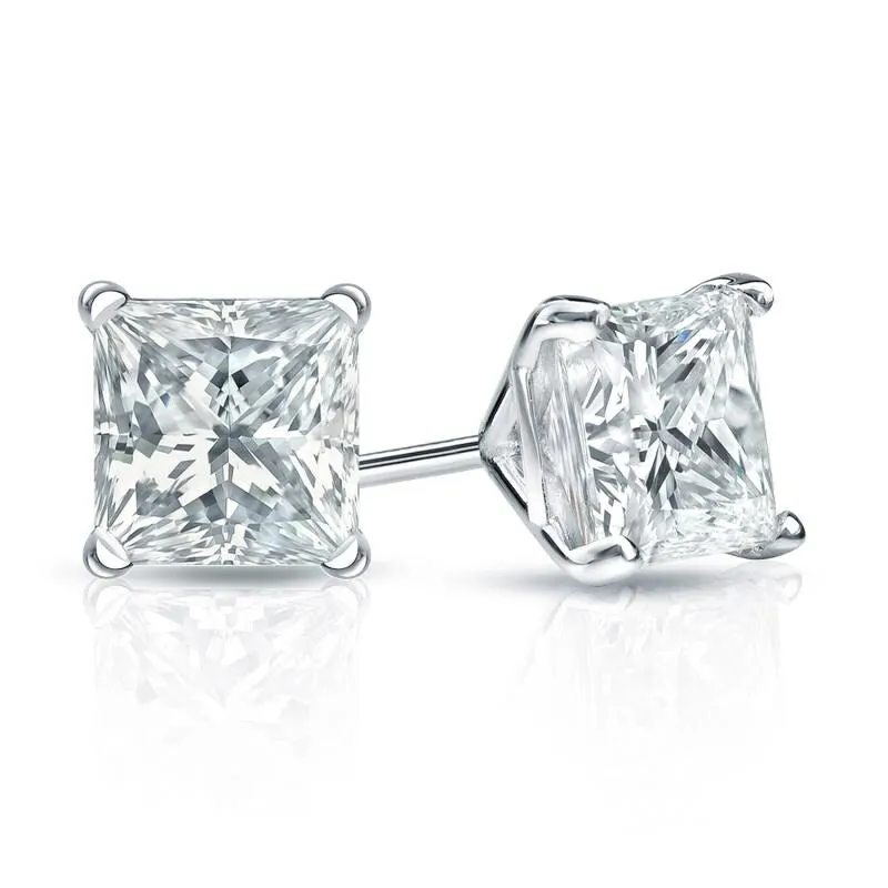 Auriya 18-karat Gold Lab Grown 1.25 carat TDW Princess Diamond Stud Earrings 4-Prong Martini Screw-back sold by Zulily