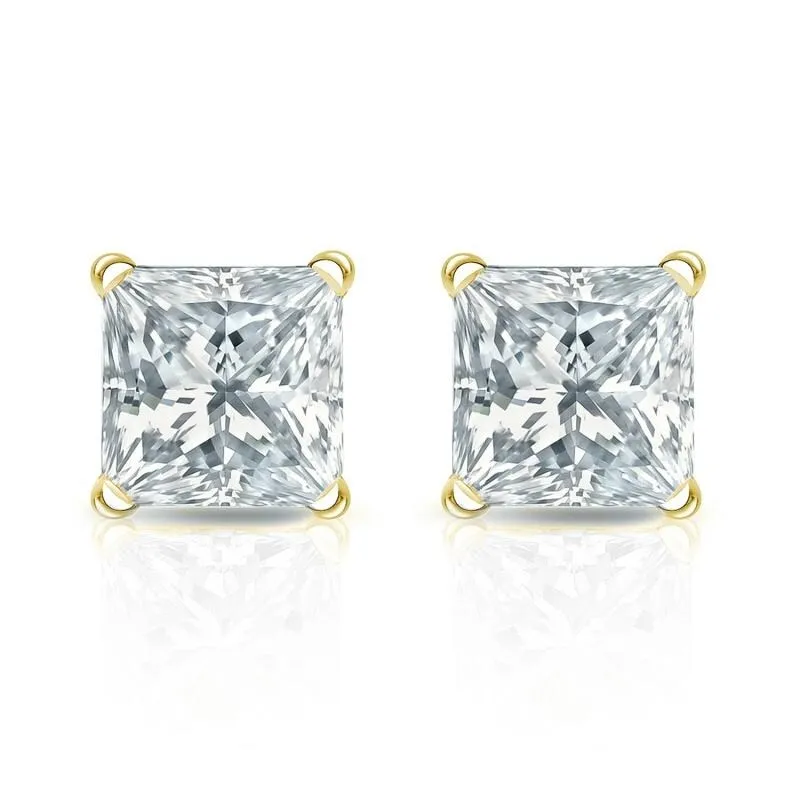 Auriya 18-karat Gold Lab Grown 1.25 carat TDW Princess Diamond Stud Earrings 4-Prong Martini Screw-back sold by Zulily product image thumbnail 4