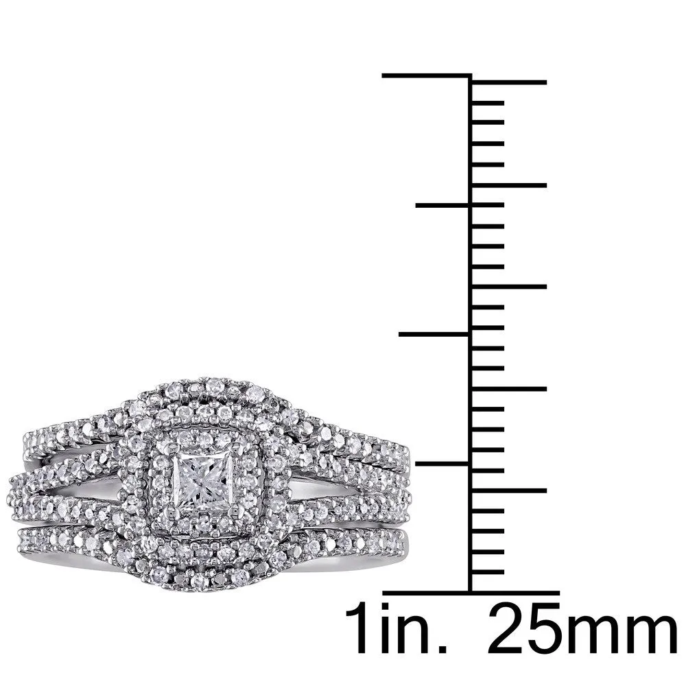 Miadora Sterling Silver 1/2ct TDW Princess and Round-Cut Diamond 3-Piece Bridal Set - White H-I - White H-I sold by Zulily product image thumbnail 3