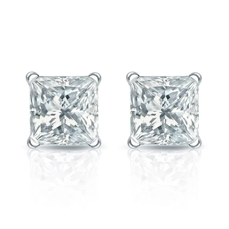Auriya 18-karat Gold Lab Grown 1.25 carat TDW Princess Diamond Stud Earrings 4-Prong Martini Screw-back sold by Zulily product image thumbnail 2