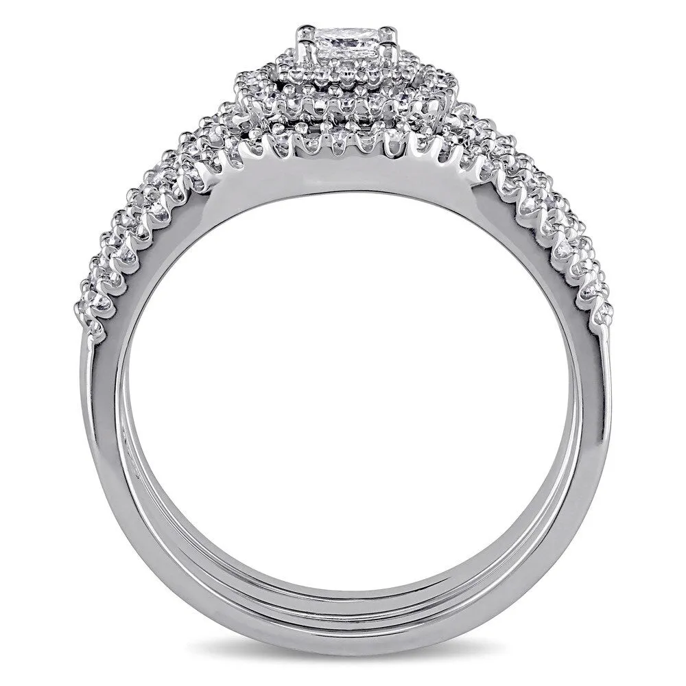 Miadora Sterling Silver 1/2ct TDW Princess and Round-Cut Diamond 3-Piece Bridal Set - White H-I - White H-I sold by Zulily product image thumbnail 5