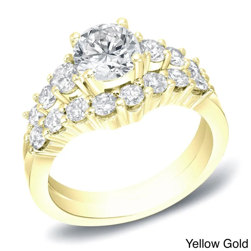Auriya 14k Gold 2ctw Round Diamond Engagement Ring Set Certified sold by Zulily