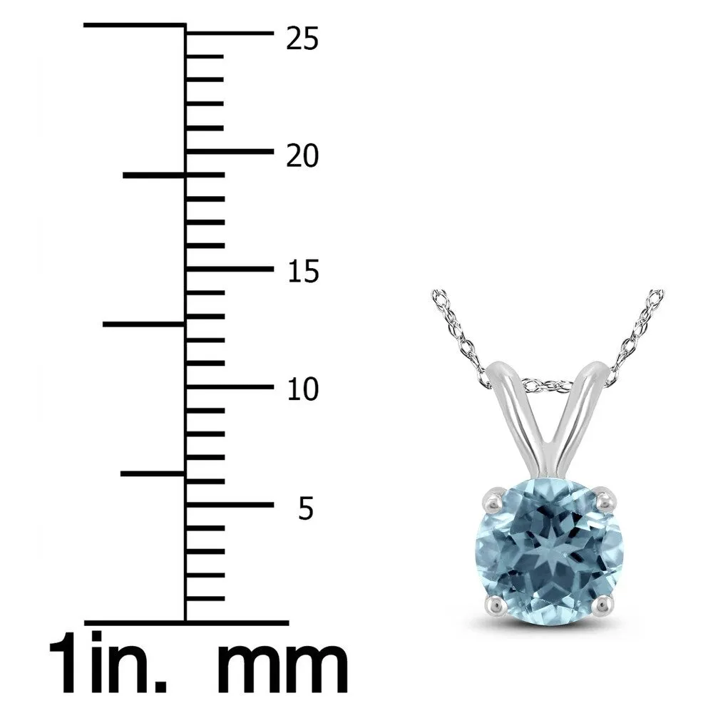 14K White Gold 4MM Round Aquamarine Pendant sold by Zulily product image thumbnail 3