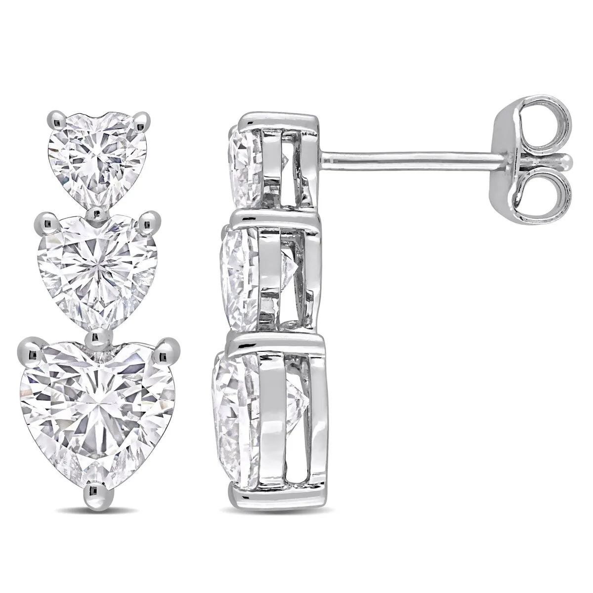 Miadora 3 1/2ct DEW Heart-cut Moissanite 3-Tier Graduated Drop Earrings in Sterling Silver sold by Zulily