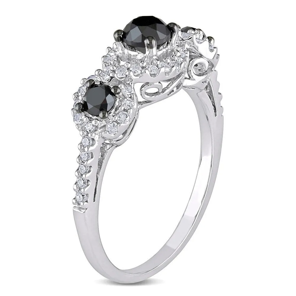 Miadora 1 CT Black and White Diamond TW 3 Stone Ring 10k White Gold GH I2;I3 Black Rhodium Plated sold by Zulily product image thumbnail 2