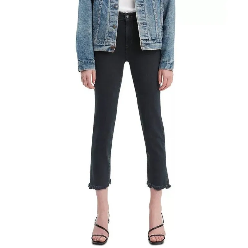 Levi's Women's 724 Raw Hem Cropped Straight Leg Jeans Black Size 30 sold by Zulily