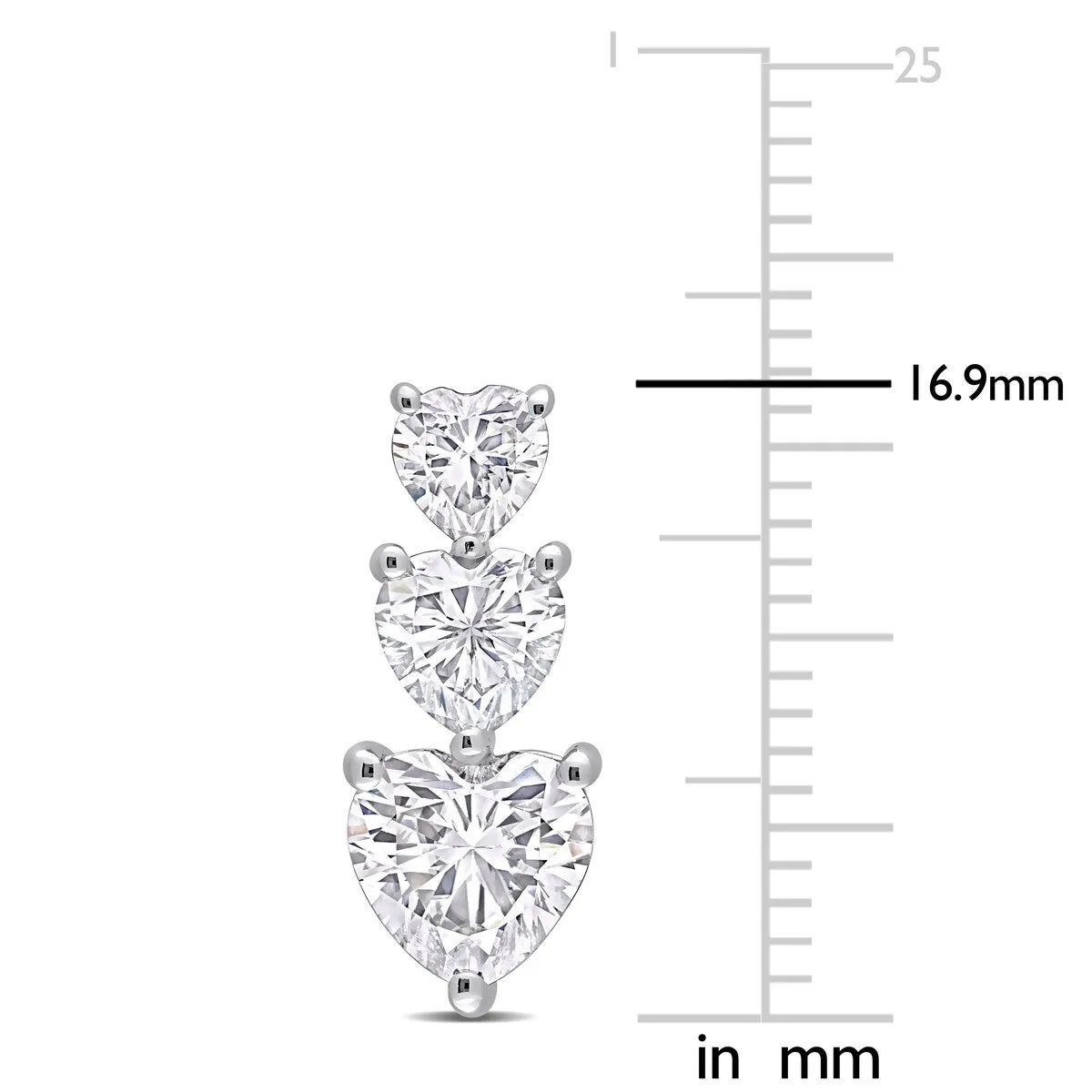Miadora 3 1/2ct DEW Heart-cut Moissanite 3-Tier Graduated Drop Earrings in Sterling Silver sold by Zulily product image thumbnail 2