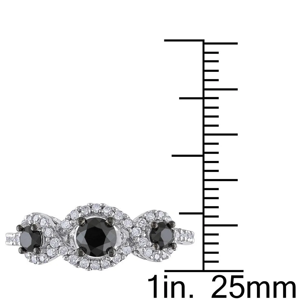 Miadora 1 CT Black and White Diamond TW 3 Stone Ring 10k White Gold GH I2;I3 Black Rhodium Plated sold by Zulily product image thumbnail 3