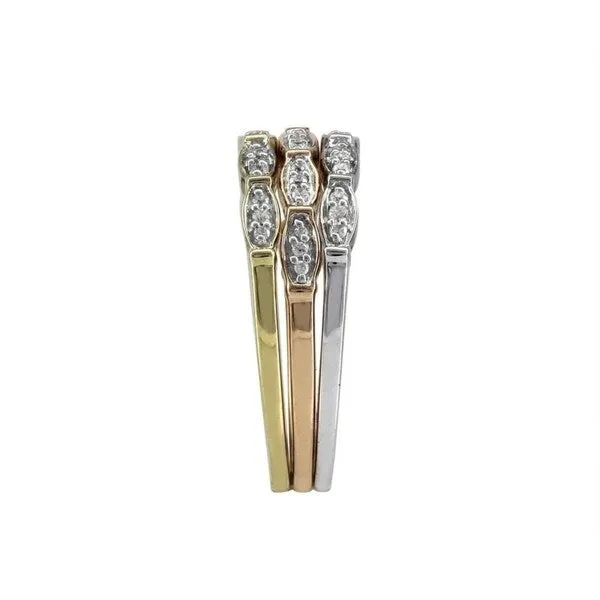 Set of Three Natural White Diamond Bands with 18KT Yellow and Rose Gold Over Sterling Silver. sold by Zulily product image thumbnail 2