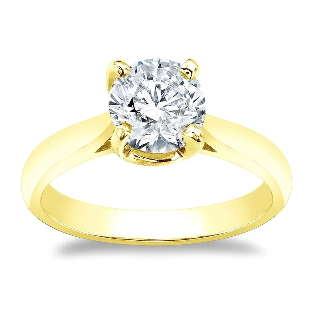 Auriya 14k Gold Brilliant Round 4 carat Moissanite Solitaire Engagement Ring sold by Zulily product image thumbnail 2