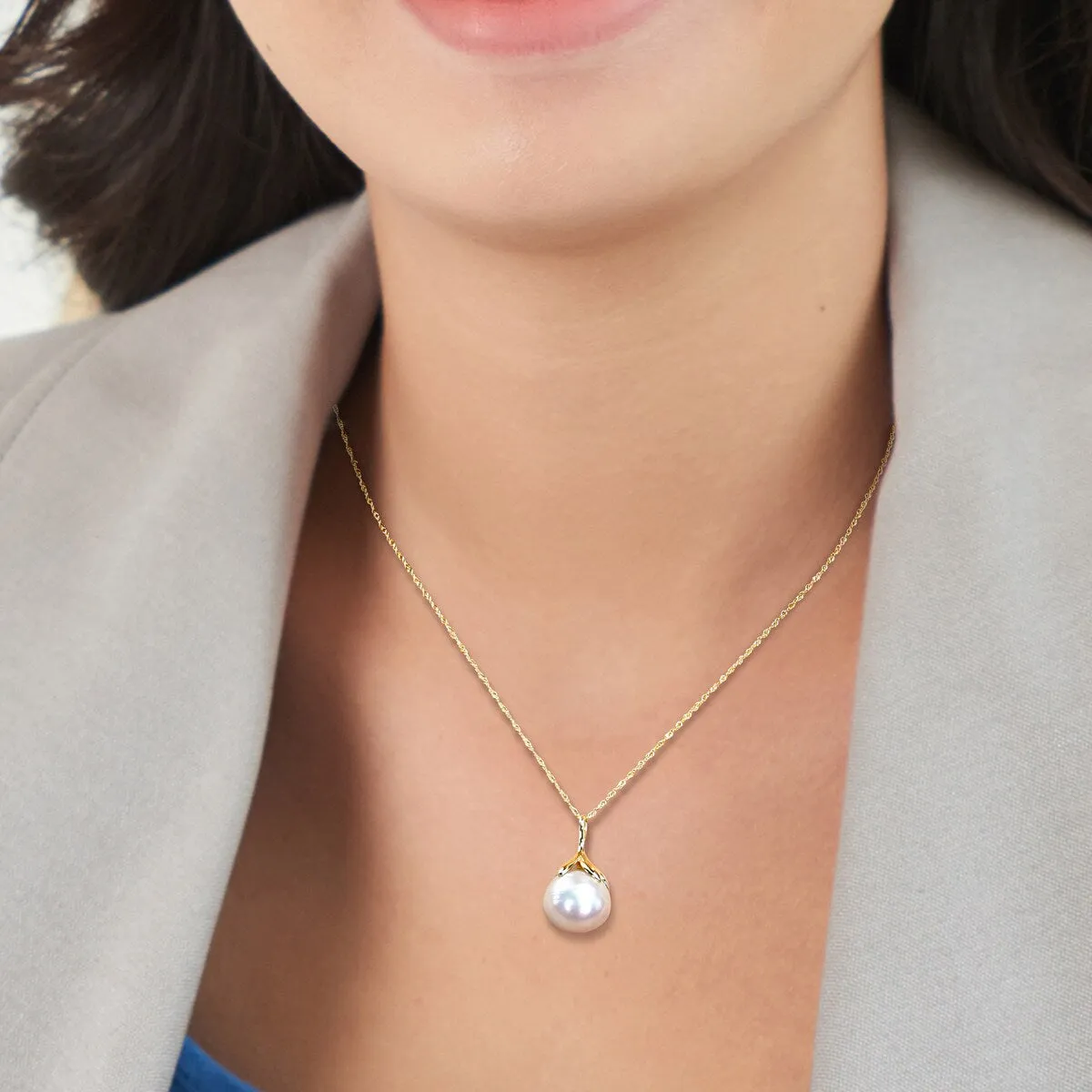 Miadora White South Sea Cultured Pearl Pendant in 14k Yellow Gold (10-11mm) sold by Zulily product image thumbnail 5