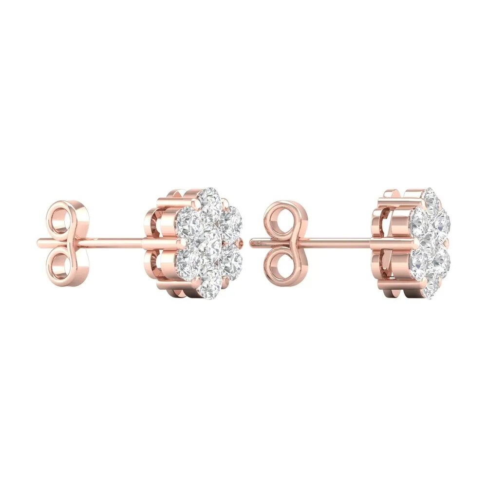 3/4ct TDW Diamond Cluster Stud Earrings in 10k Gold by De Couer sold by Zulily product image thumbnail 3