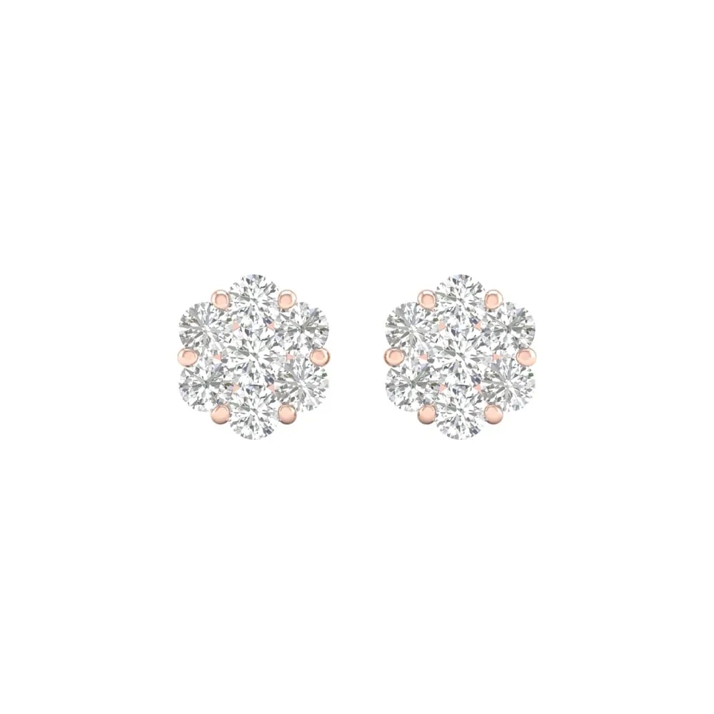 3/4ct TDW Diamond Cluster Stud Earrings in 10k Gold by De Couer sold by Zulily product image thumbnail 2