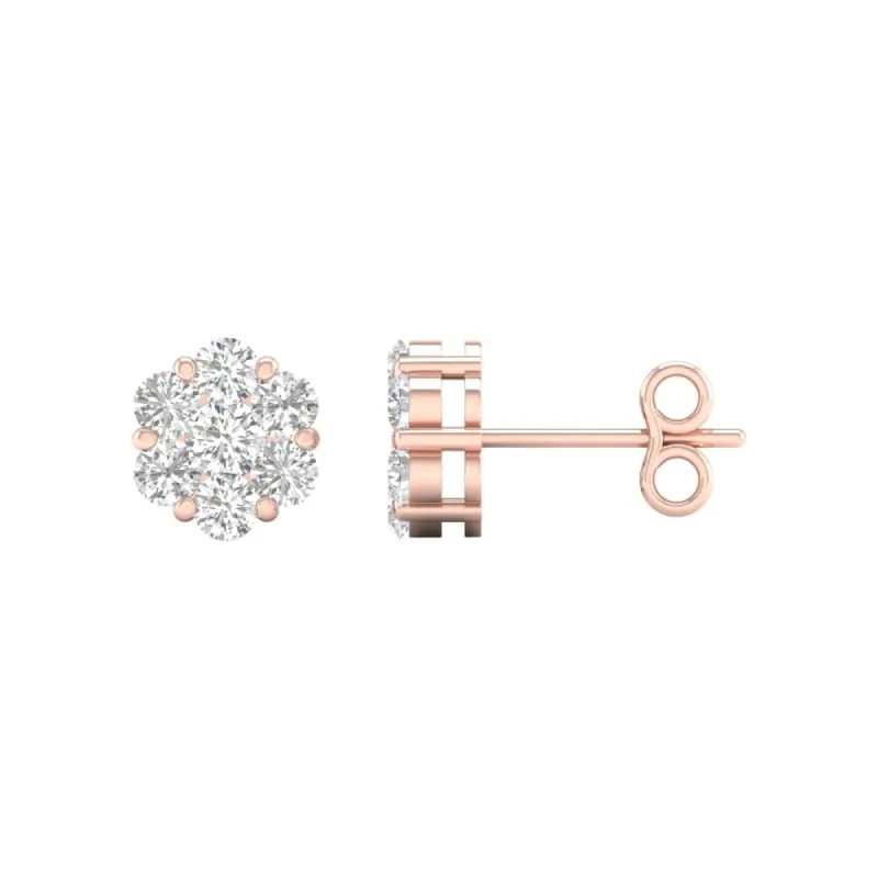 3/4ct TDW Diamond Cluster Stud Earrings in 10k Gold by De Couer sold by Zulily
