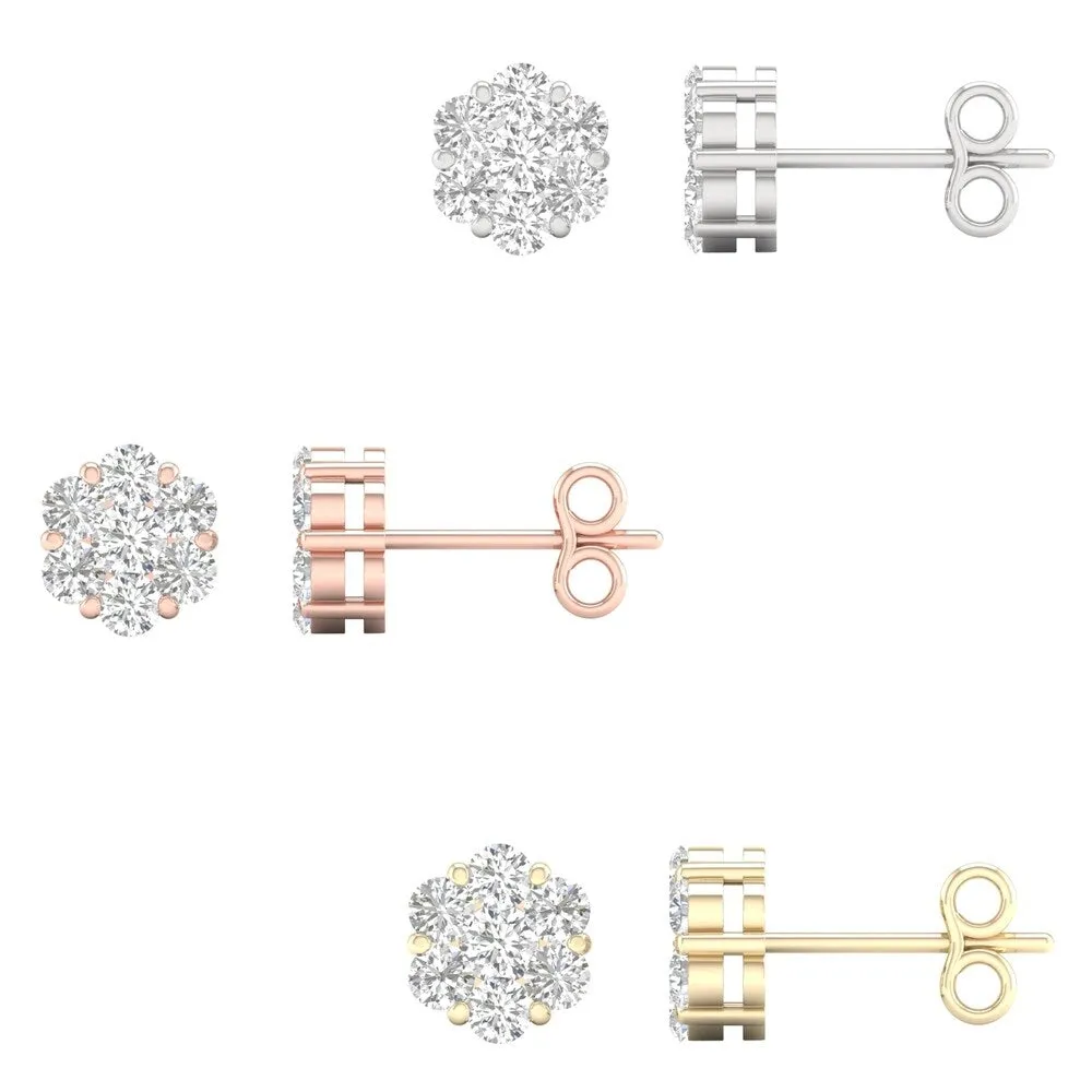 3/4ct TDW Diamond Cluster Stud Earrings in 10k Gold by De Couer sold by Zulily product image thumbnail 5