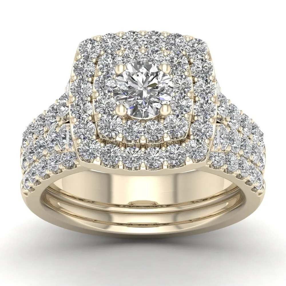 14k Gold 2ct TDW Diamond Double Halo Bridal Ring Set sold by Zulily product image thumbnail 5