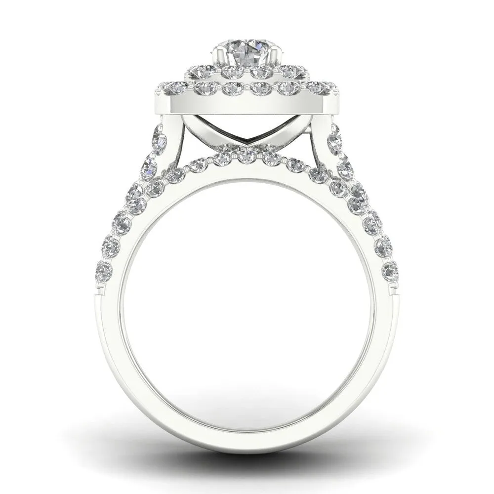 14k Gold 2ct TDW Diamond Double Halo Bridal Ring Set sold by Zulily product image thumbnail 3