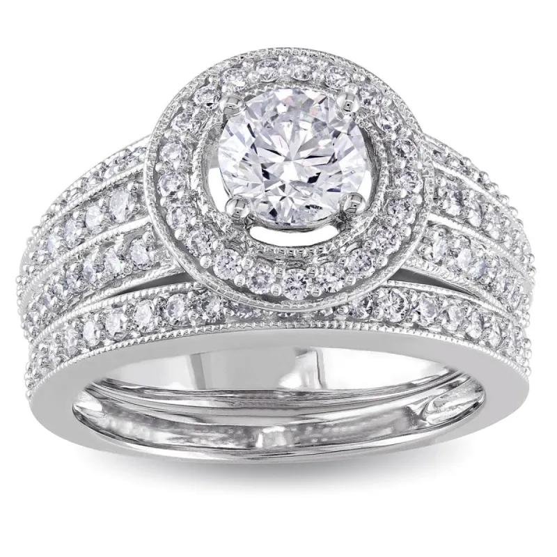 Miadora Signature Collection 14k White Gold 1 1/2ct TDW IGL-certified Diamond Bridal Ring Set sold by Zulily