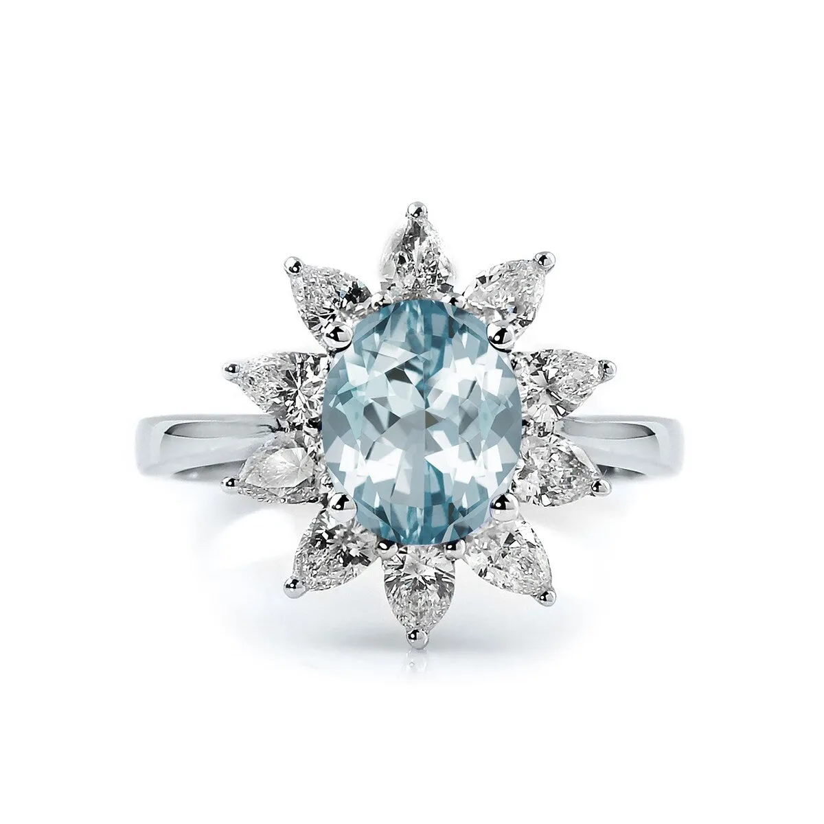 Auriya 1ct Oval-cut Aquamarine Sunburst Halo Diamond Engagement Ring 3/4ctw 18K Gold sold by Zulily product image thumbnail 2