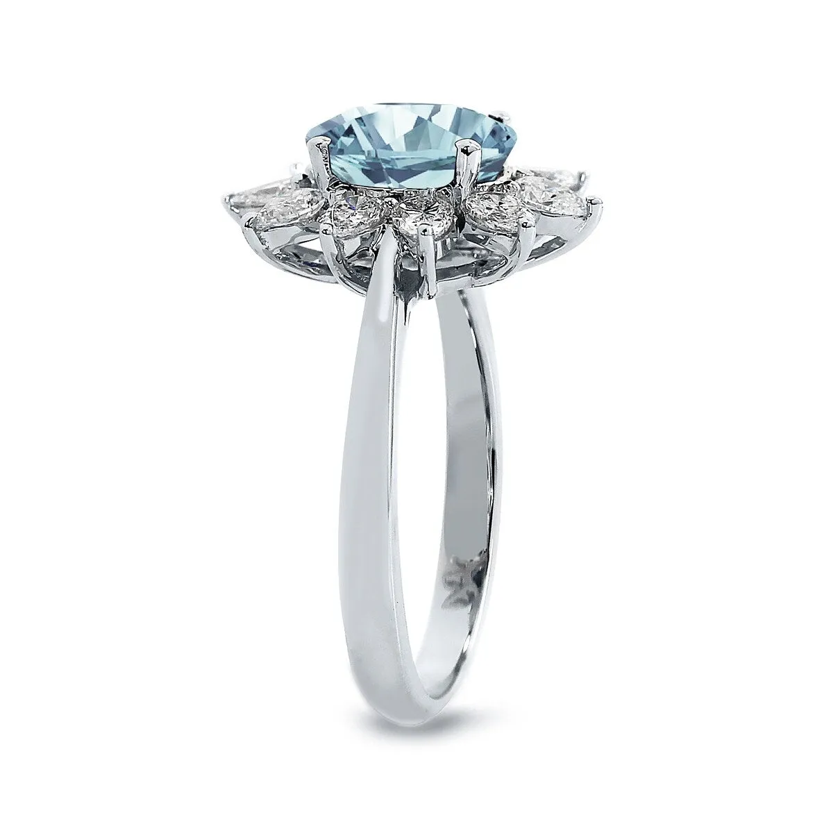 Auriya 1ct Oval-cut Aquamarine Sunburst Halo Diamond Engagement Ring 3/4ctw 18K Gold sold by Zulily product image thumbnail 3