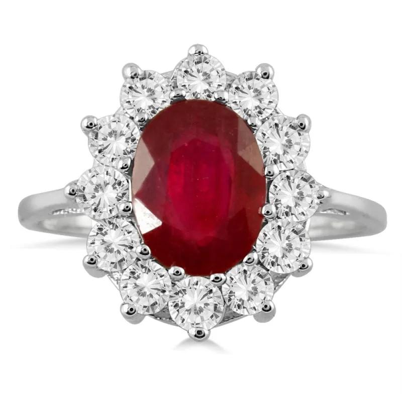 1 carat Diamond and Ruby Ring in 14K White Gold sold by Zulily