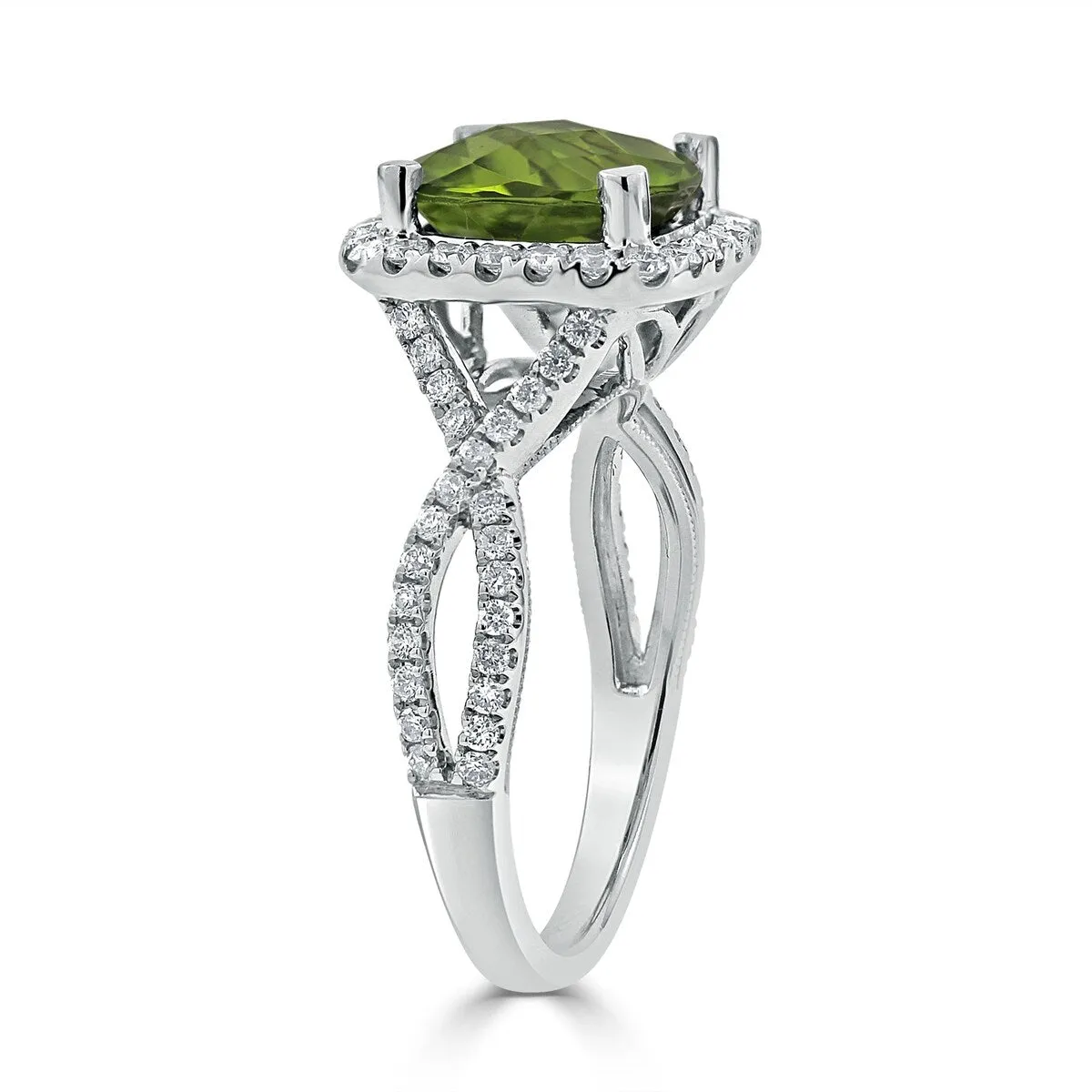Auriya 3 1/8ct Cushion-cut Peridot and Halo Diamond Engagement Ring 1/2cttw 14k Gold sold by Zulily product image thumbnail 5