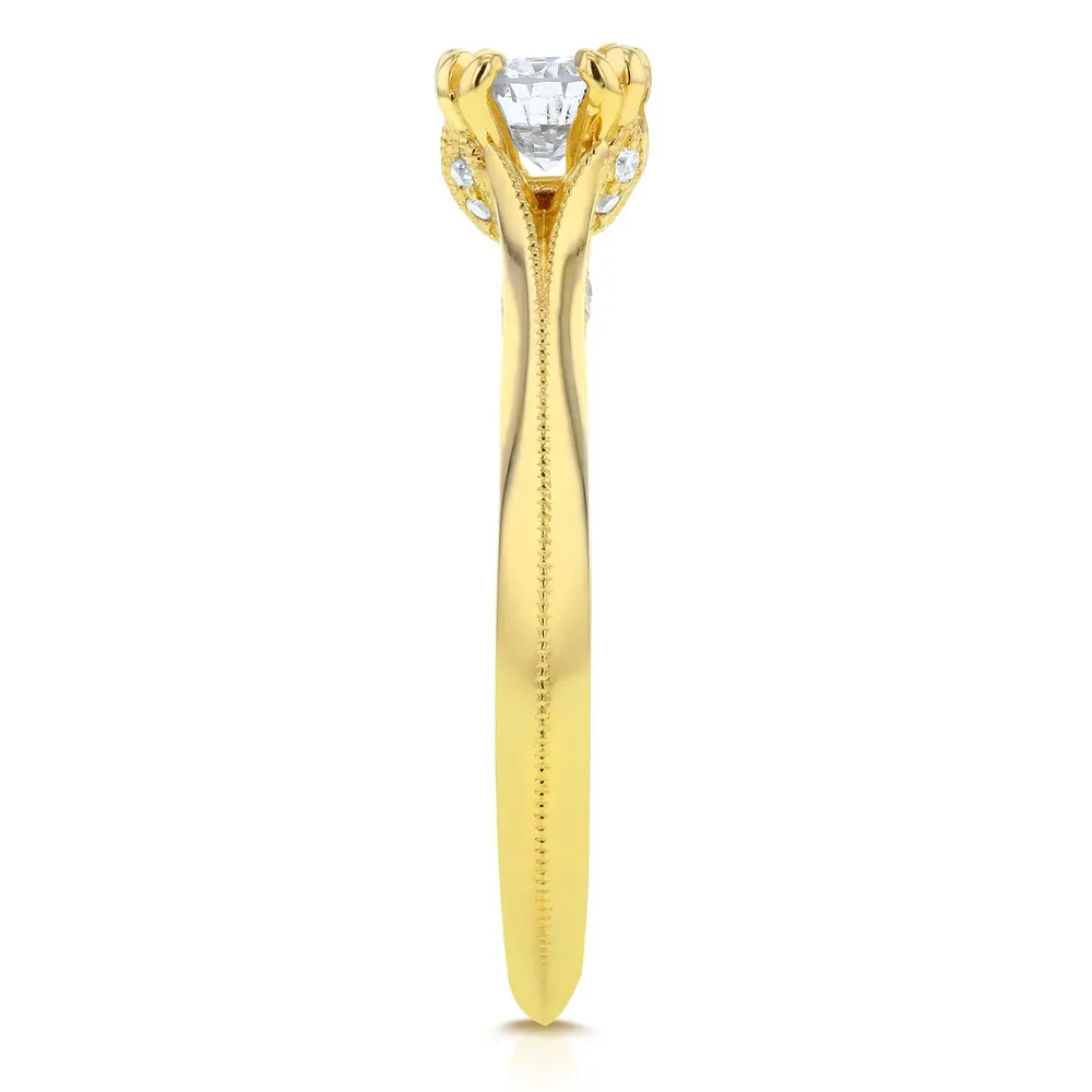Annello by Kobelli 14k Yellow Gold 1/2ct TDW Diamond Antique Floral Soft Knife Edge Engagement Ring sold by Zulily product image thumbnail 2