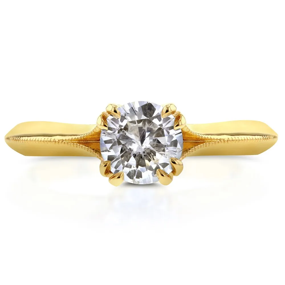Annello by Kobelli 14k Yellow Gold 1/2ct TDW Diamond Antique Floral Soft Knife Edge Engagement Ring sold by Zulily product image thumbnail 3