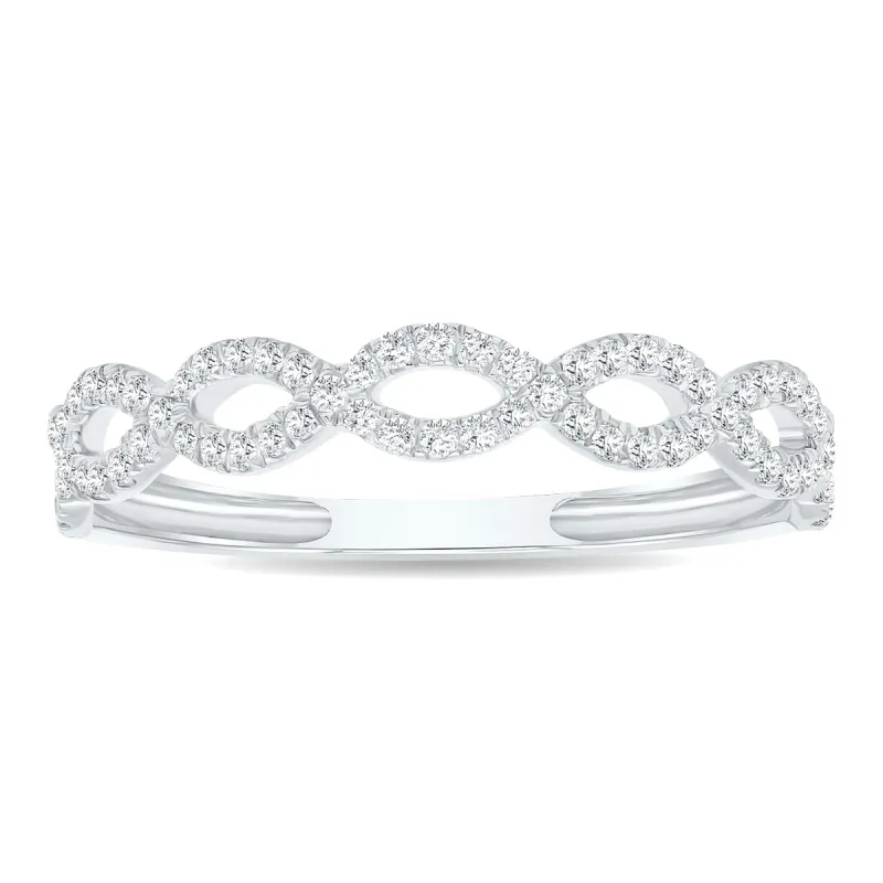 Women's 1/4 Carat TW 3mm Double Row Twisted Diamond Wedding Band in 10K White Gold sold by Zulily