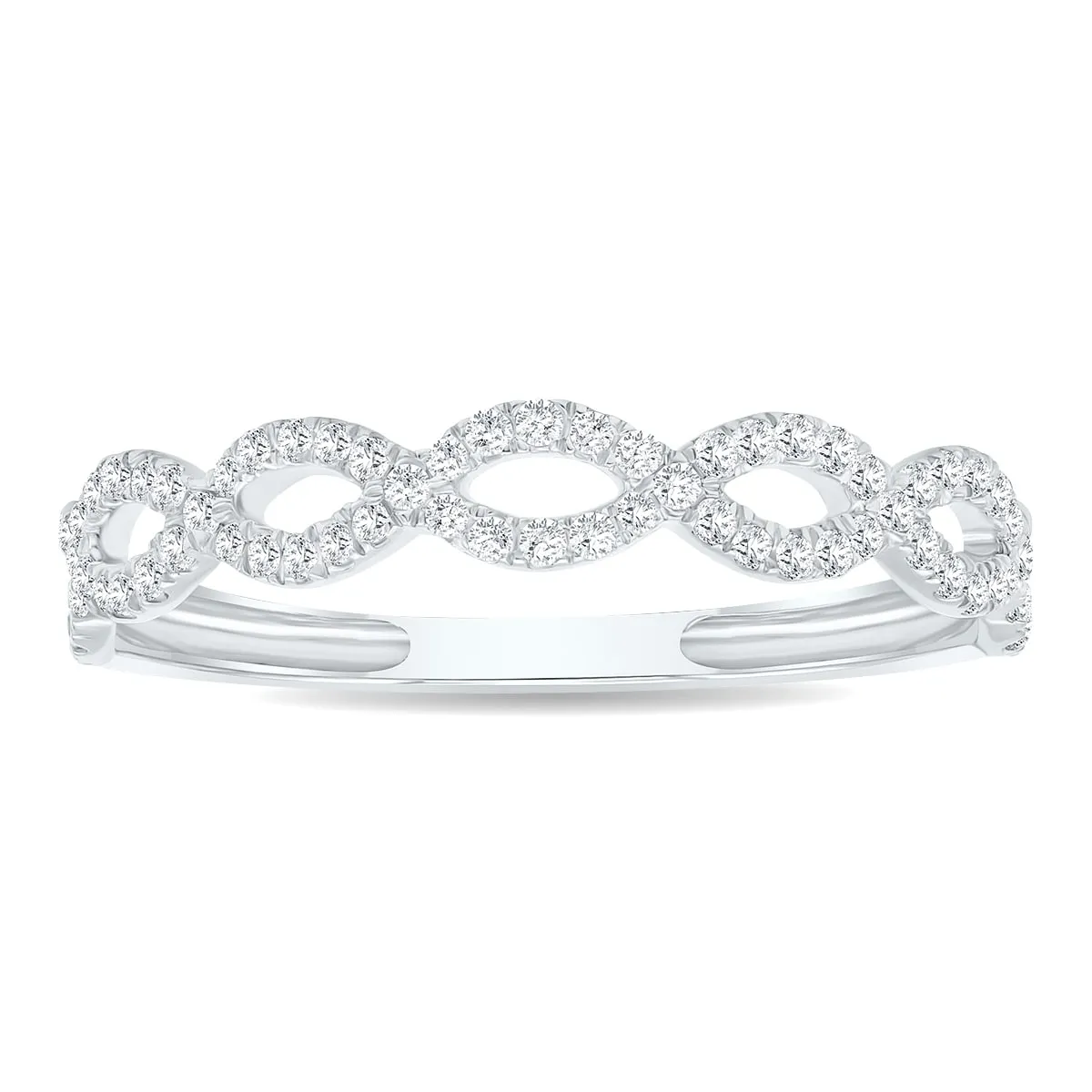 Women's 1/4 Carat TW 3mm Double Row Twisted Diamond Wedding Band in 10K White Gold sold by Zulily