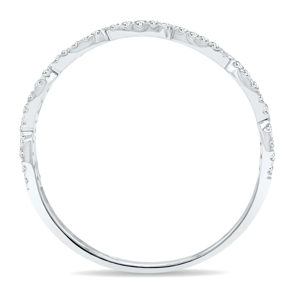 Women's 1/4 Carat TW 3mm Double Row Twisted Diamond Wedding Band in 10K White Gold sold by Zulily product image thumbnail 3