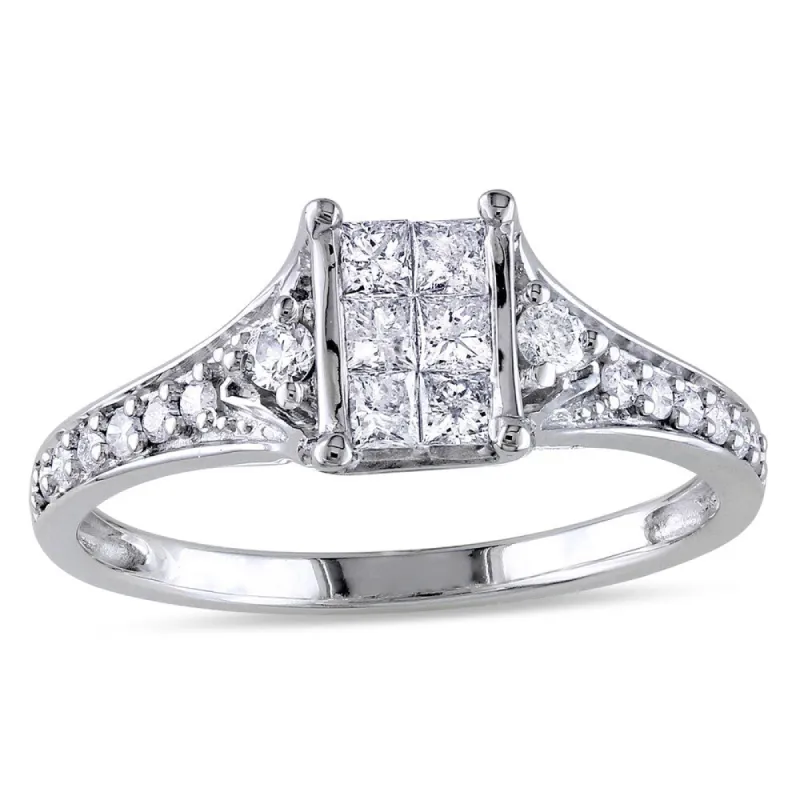 Miadora 10k White Gold 1/2ct TDW Princess-cut Diamond Engagement Ring (G-H, I2-I3) sold by Zulily