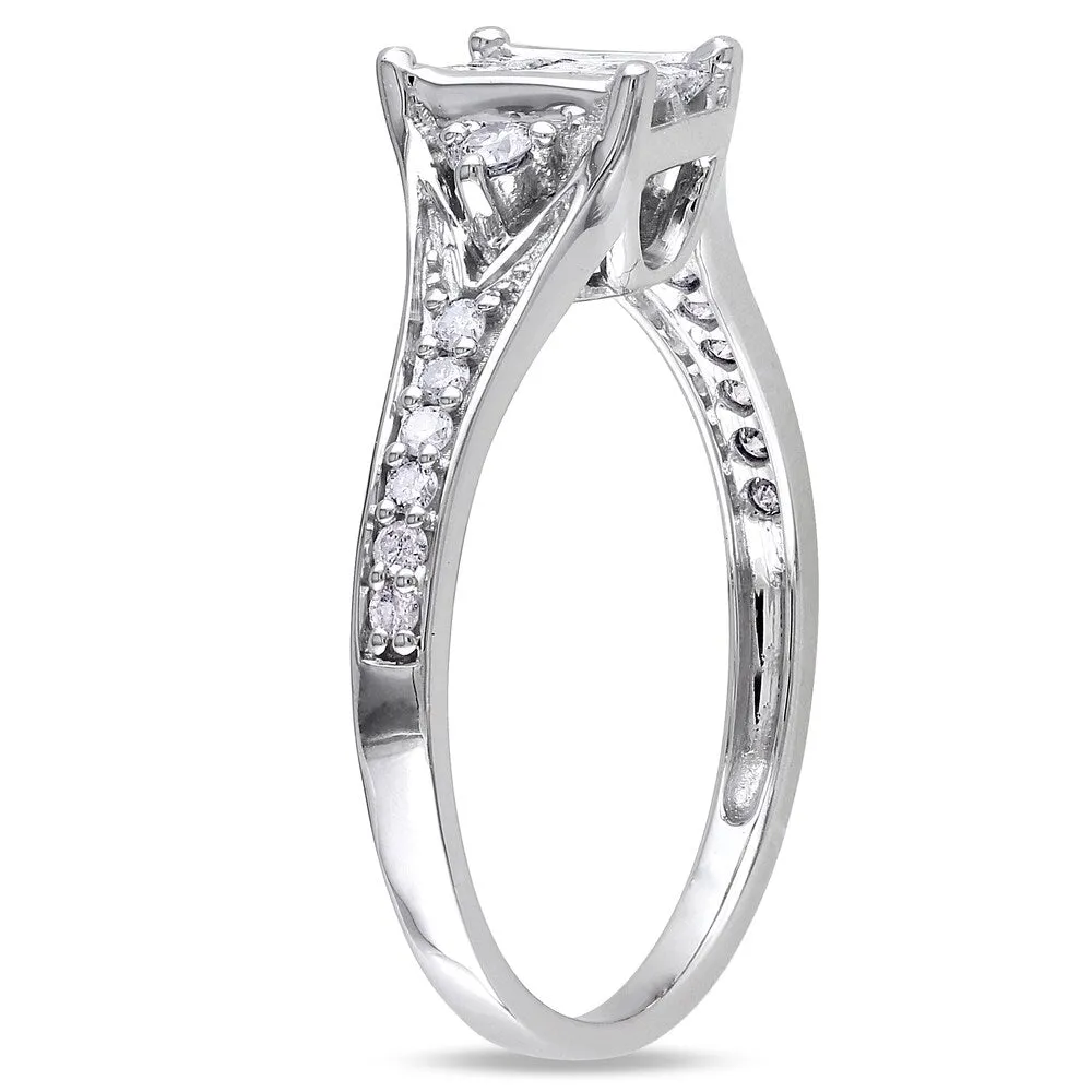 Miadora 10k White Gold 1/2ct TDW Princess-cut Diamond Engagement Ring (G-H, I2-I3) sold by Zulily product image thumbnail 2