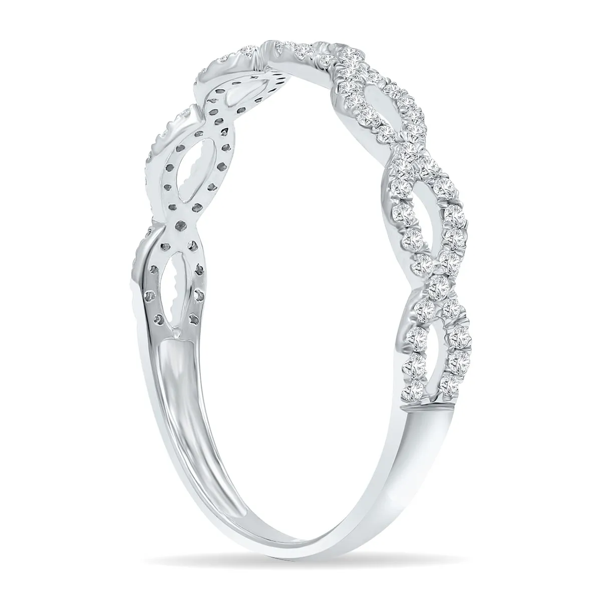 Women's 1/4 Carat TW 3mm Double Row Twisted Diamond Wedding Band in 10K White Gold sold by Zulily product image thumbnail 2