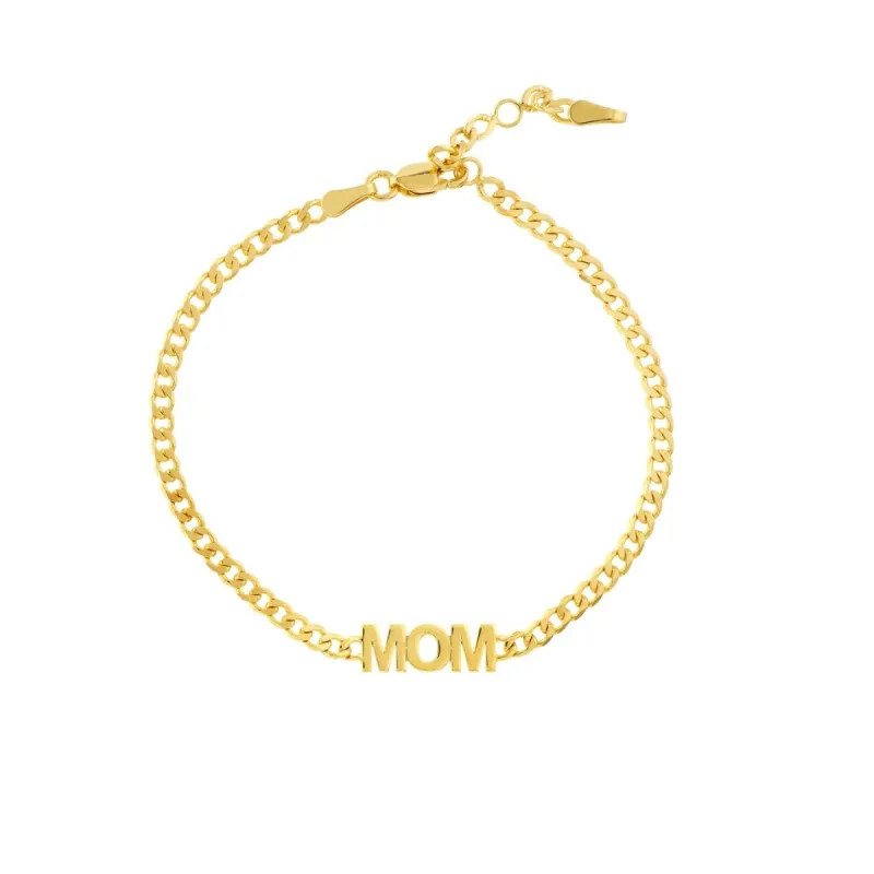 Curata 14k Yellow Gold 7.25" Adjustable MOM Plate Bracelet sold by Zulily