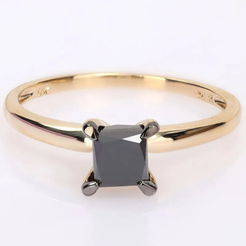 Miadora 1ct TDW Princess-cut Black Diamond Solitaire Engagement Ring in 14k Yellow Gold sold by Zulily