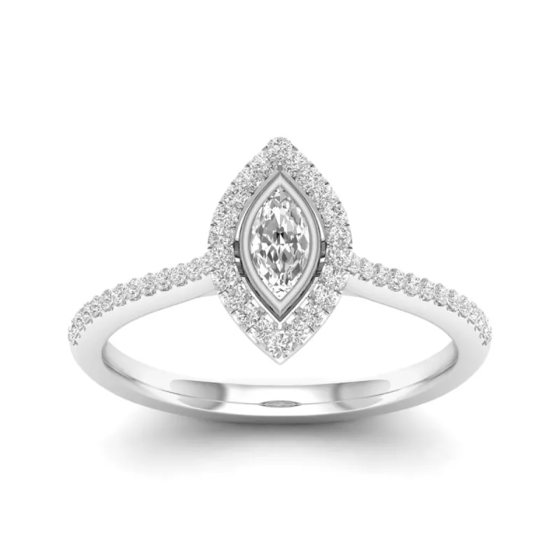 De Couer 10k Gold 1/3Ct TDW Diamond Halo Engagement Ring sold by Zulily