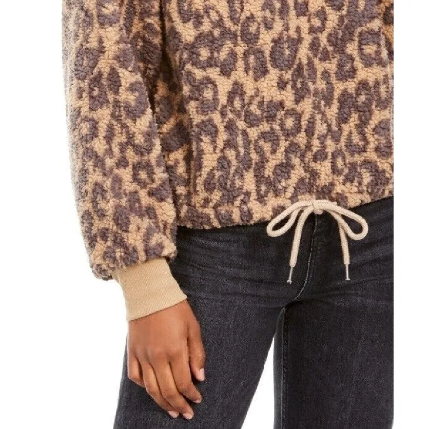Hippie Rose Junior's Mock Neck Sherpa Pullover Tan Cheetah Size Large sold by Zulily product image thumbnail 3