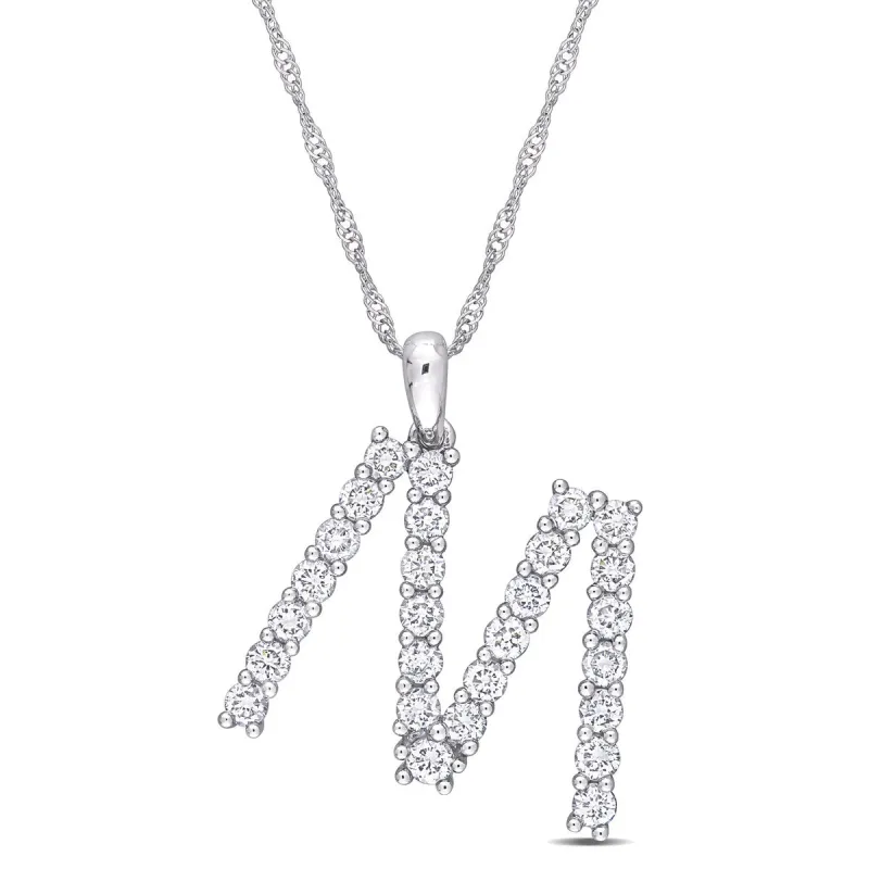 Miadora 1ct TDW Diamond 'M' Initial Necklace in 10k White Gold sold by Zulily