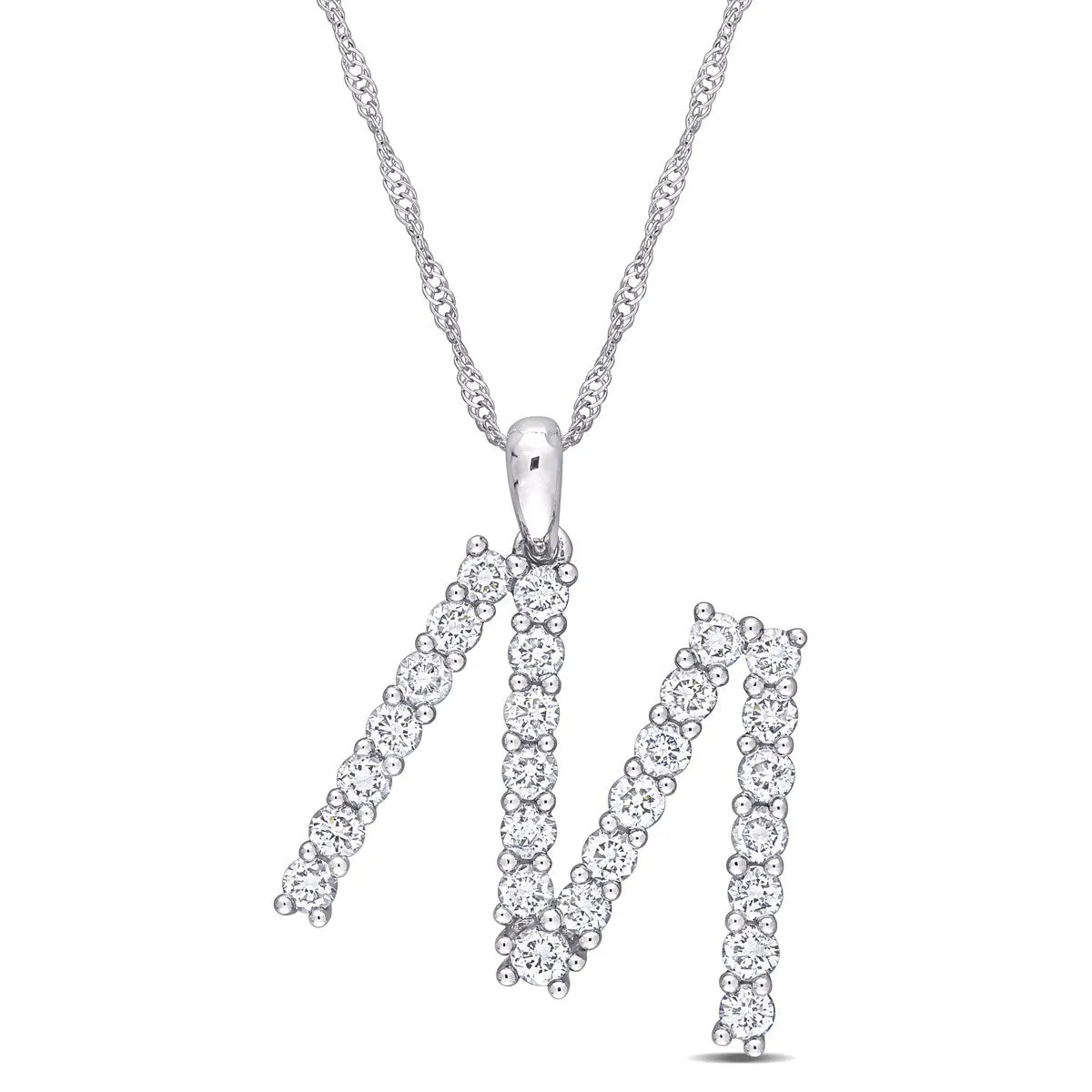 Miadora 1ct TDW Diamond 'M' Initial Necklace in 10k White Gold sold by Zulily